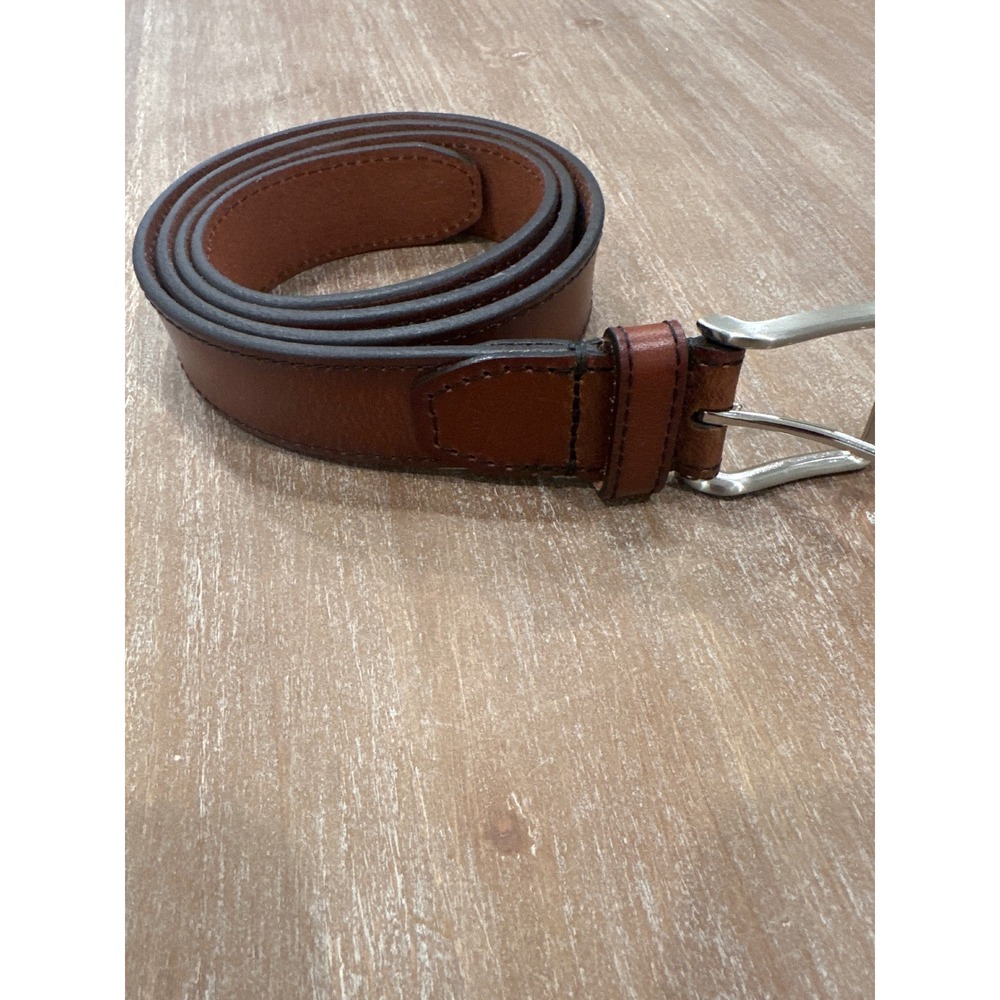 Fossil Mens Brown Genuine Leather Belt Silver Buckle Size 44 MB1022222 44